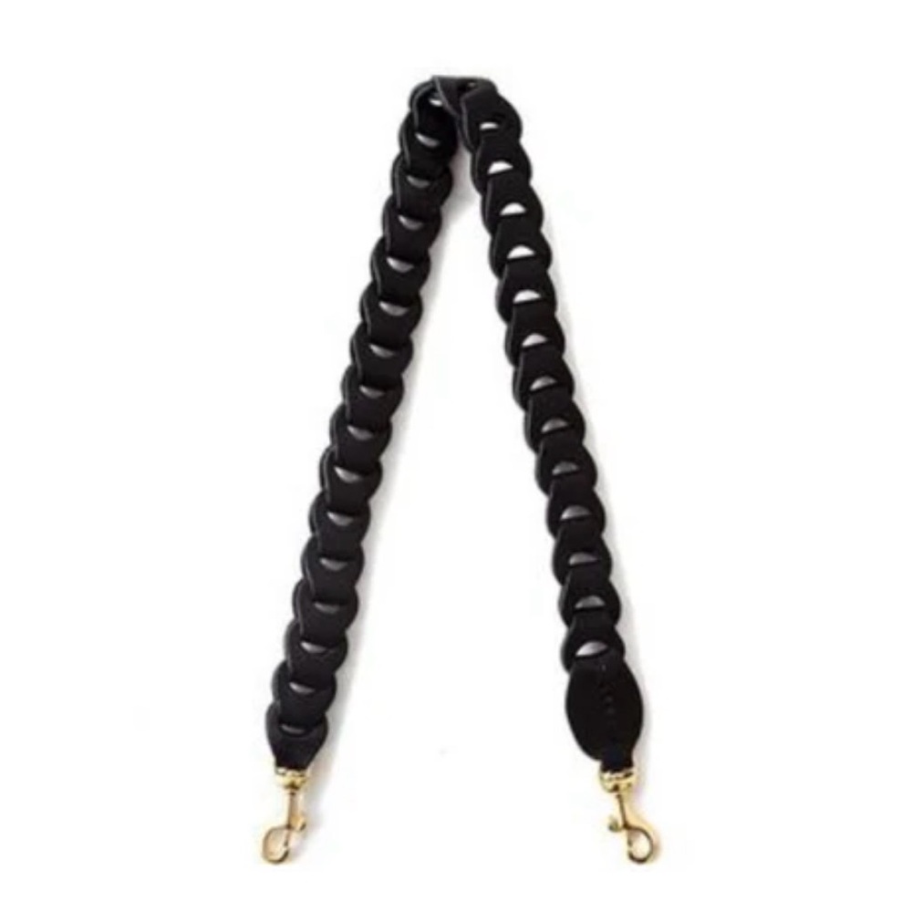 Clare V Black Leather Strap with Gold Hardware